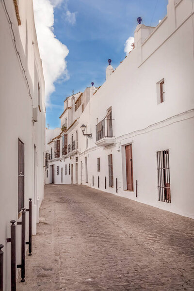 Narrow alleys in one of the white villages of Andalusa in south of Spain, captured during a road trip