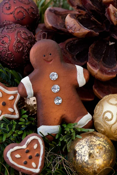 Pan de jengibre rústico Navidad Naturaleza muerta —  Fotos de Stock