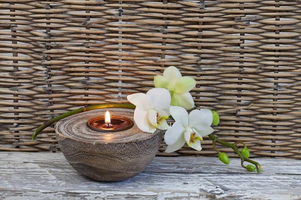 Zen-Stillleben mit Kerze — Stockfoto