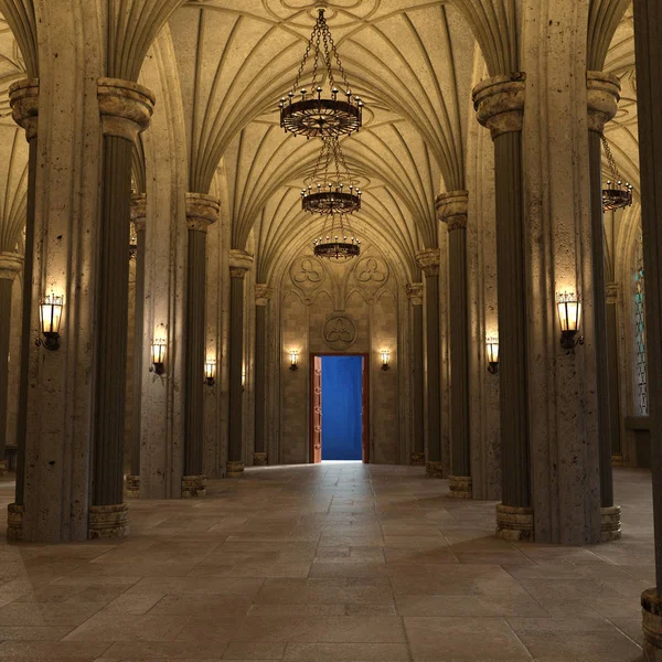 Gothic Arch Gallery luxury interior 3d render