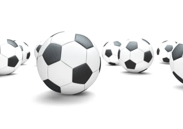 Palloni Calcio Classici Pelle Sfondo Bianco — Foto Stock