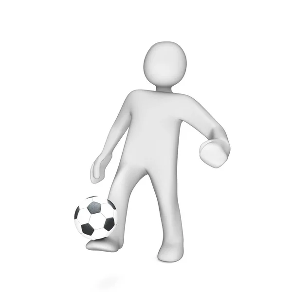 Λευκό Κινούμενα Σχέδια Χαρακτήρα Juggles Λευκό Ποδόσφαιρο — Φωτογραφία Αρχείου