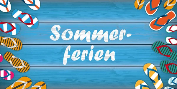 Texto Alemán Sommerferien Traducir Vacaciones Verano — Vector de stock