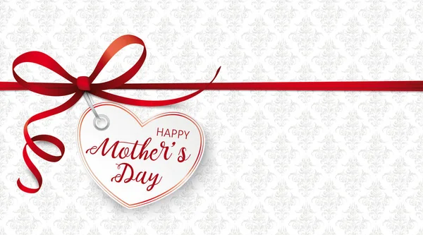 Red Ribbon Wallpaper Red Heart Ornaments Mothers Day — Stock Vector