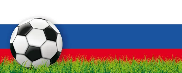 俄罗斯国旗背景下的草坪经典足球赛 — 图库矢量图片
