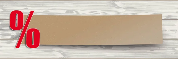 Паперовий Банер Червоними Відсотками Тінями Дерев Яному Фоні — стоковий вектор