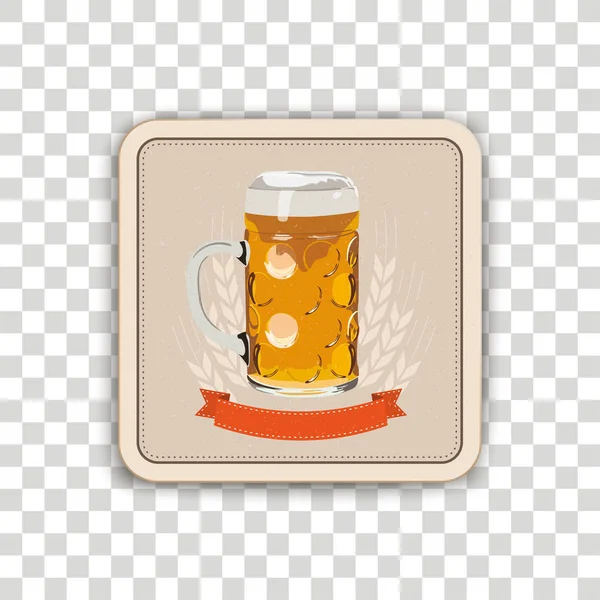 Sous Verre Bière Sur Fond Damier — Image vectorielle