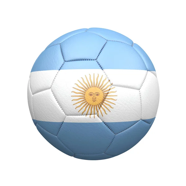 Klassieke Lederen Voetbal Met Argentijnse Vlag Witte Achtergrond — Stockfoto