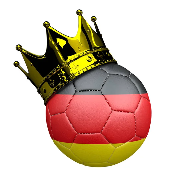 Piłka Nożna Niemieckich Barwach Narodowych Złota Korona Białym Tle — Zdjęcie stockowe