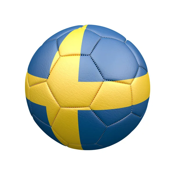 Классический Кожаный Футбол Шведских Национальных Цветах Белом Фоне — стоковое фото