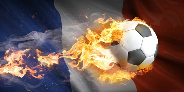 Burning football and French flag on back