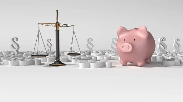 Piggy Bank Bekezdések Világos Háttér Egyensúly Gerenda — Stock Fotó