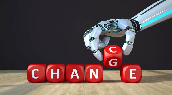 Robot Hand Cubes Text Change Chance — Stock Photo, Image