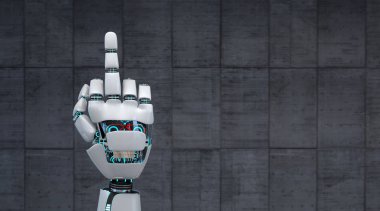 finger of robot on concrete background clipart
