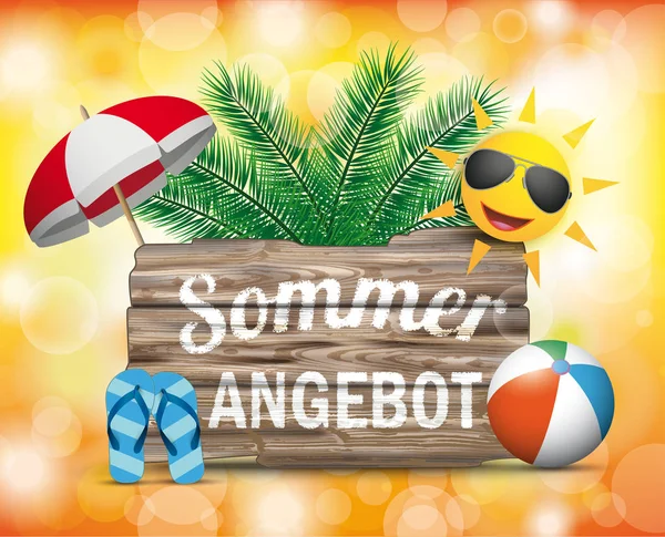 German Text Sommerangebot Translate Summer Offer — Stock Vector