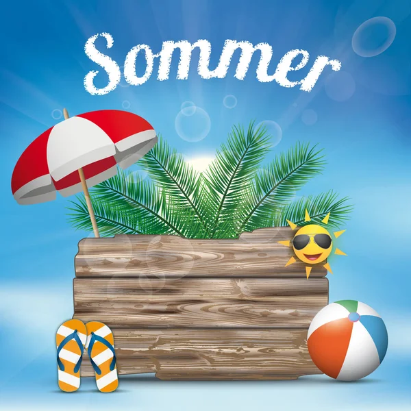 German Text Sommer Translate Summe — Stock Vector