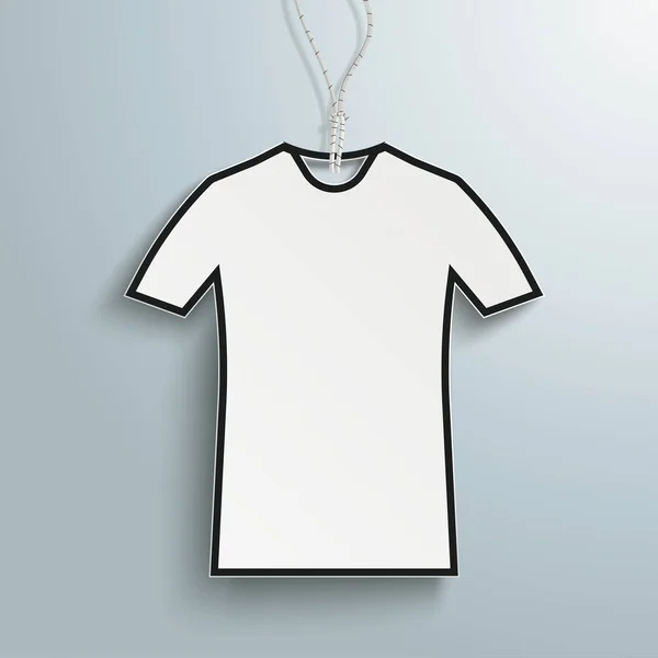 Pegatina Precio Colgante Blanco Negro Forma Camiseta Sobre Fondo Gris — Archivo Imágenes Vectoriales