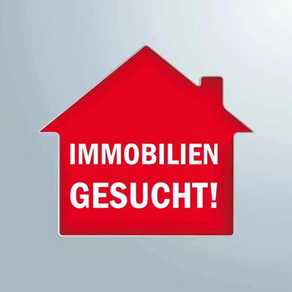 Német Szöveg Immobilien Gesucht Lefordít Tulajdonságok Körözött — Stock Vector