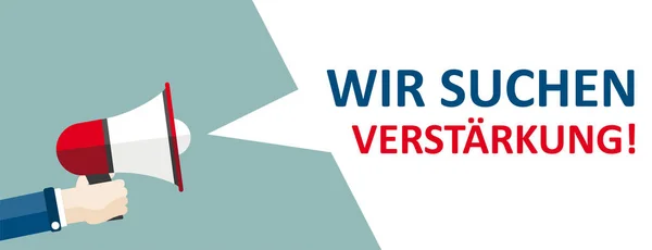 Almanca Bir Metnin Wir Suchen Verstaerkung Çevirmek Için Yeni Personel — Stok Vektör