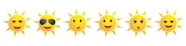 Banner Funny Sun Smileys — Stock Vector