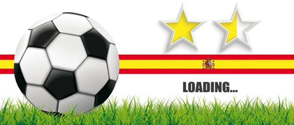 Fútbol Clásico Sobre Hierba Con Bandera Española Barra Progreso Estrellas — Archivo Imágenes Vectoriales