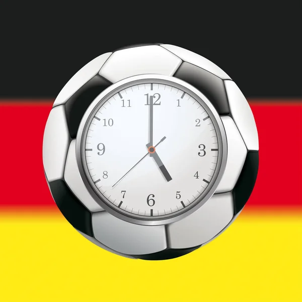 Uhr Mit Fußball Und Deutschland Fahne Hintergrund — Stockvektor