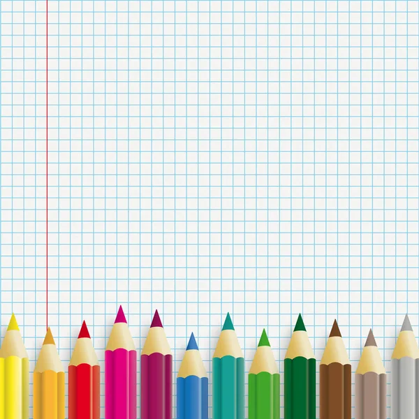 Crayons Couleur Sur Papier Écolier Vérifié — Image vectorielle