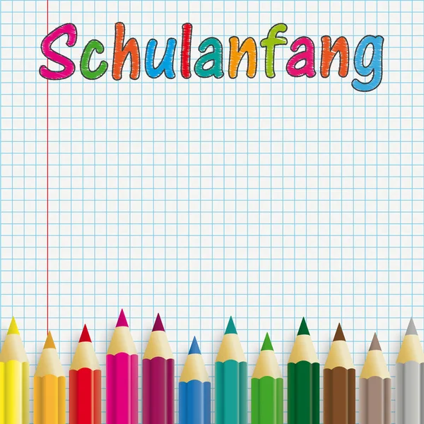 ドイツ語のテキスト Schulanfang 翻訳学校に戻る — ストックベクタ
