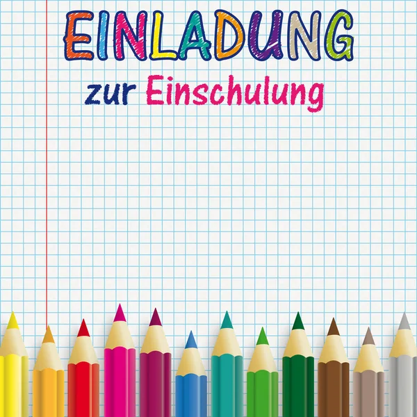 Alemão Texto Einladung Zur Einschlung Traduzir Convite Para Inscrição Escola — Vetor de Stock