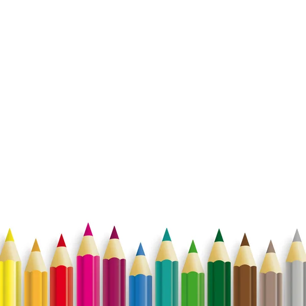 Lápices Colores Sobre Papel Escolar Blanco — Vector de stock