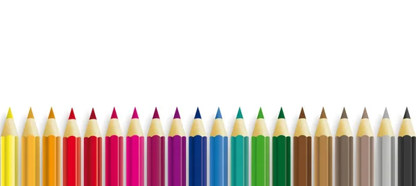 Lápices Colores Sobre Papel Escolar Blanco — Vector de stock