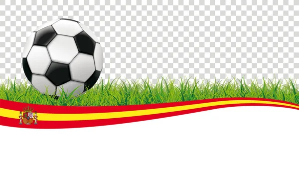 Klassischer Fußball Gras Mit Spanischer Flagge Auf Kariertem Hintergrund — Stockvektor