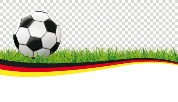 Klassischer Fußball Gras Mit Deutscher Fahne Auf Kariertem Hintergrund — Stockvektor