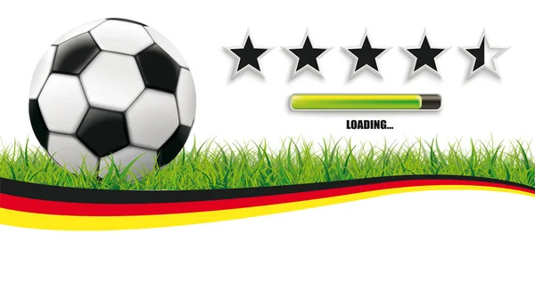 Klasický Fotbal Trávě Německé Vlajky Hvězdy Pokrok Bar — Stockový vektor