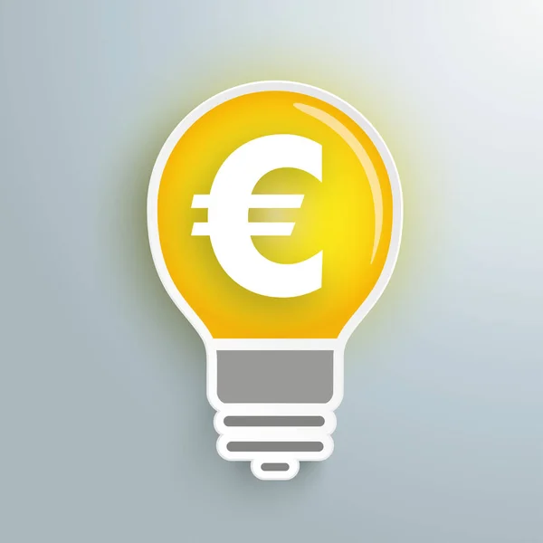 Idea Bulb Symbol Euro Gray Background — Stock Vector