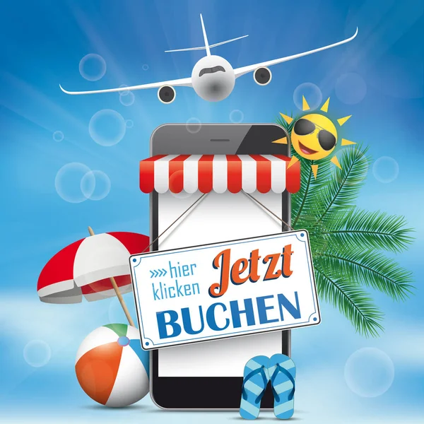 German Text Jetzt Buchen Hier Klicken Translate Book Now Click — Stock Vector