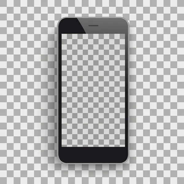 Schwarzes Smartphone Mit Leerem Bildschirm Auf Kariertem Hintergrund — Stockvektor