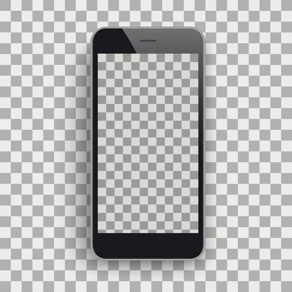 Smartphone Negro Con Pantalla Vacía Sobre Fondo Comprobado — Vector de stock