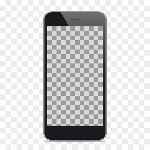 Smartphone Noir Avec Écran Vide Sur Fond Vérifié — Image vectorielle
