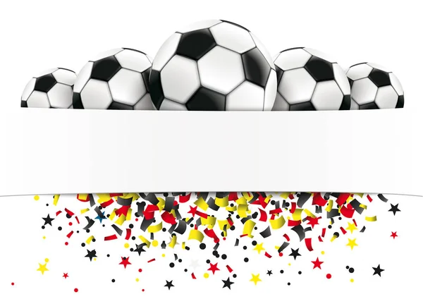 Banner Papel Con Balones Fútbol Clásicos Colores Nacionales Alemanes Sobre — Archivo Imágenes Vectoriales