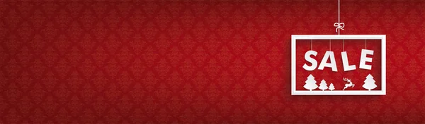 赤の背景にクリスマス セールで白枠とヘッダー Eps ベクトル ファイル — ストックベクタ