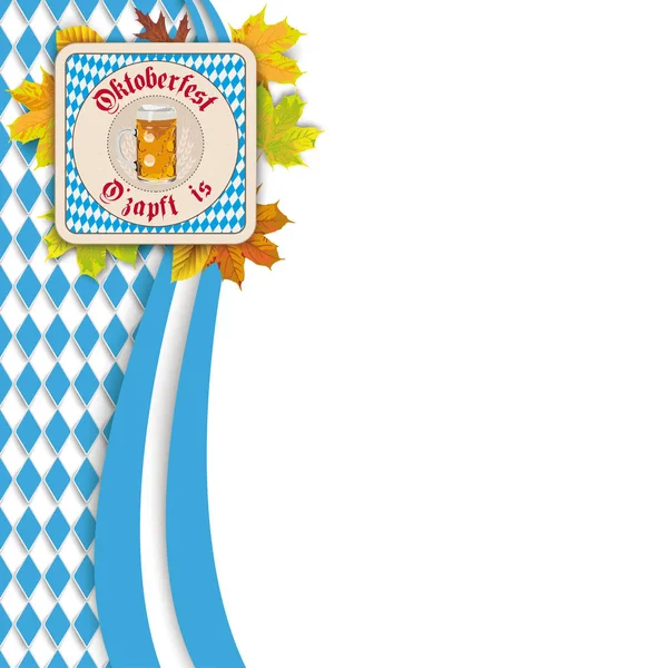 Projeto Oktoberfest Fundo Branco Texto Alemão Zapft Oktoberfest Traduzem Tap — Vetor de Stock