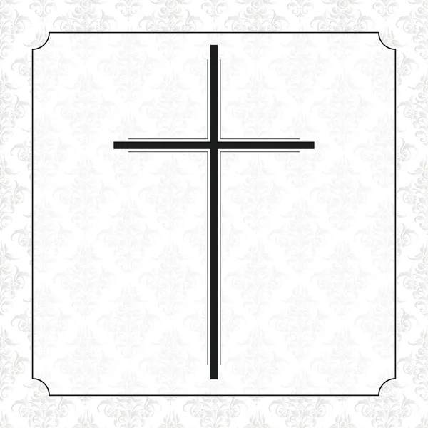 Diseño Volante Obituario Con Cruz Negra Marco Ornamentos Archivo Vectorial — Archivo Imágenes Vectoriales