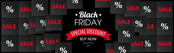 Struttura Quadrati Neri Black Friday Sale Sullo Sfondo Nero File — Vettoriale Stock