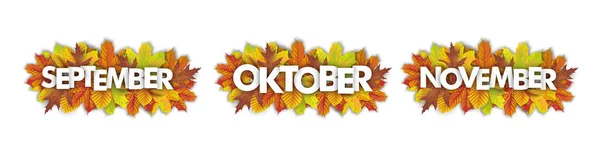 Duitse Tekst September Oktober November September Oktober November Vertalen Eps — Stockvector