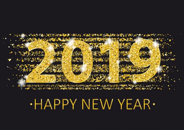 Gouden Confetti Met Tekst 2019 Happy New Year Eps Vector — Stockvector