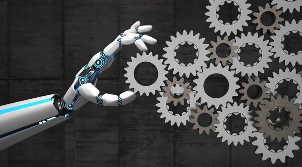 Mão Robô Com Rodas Engrenagem Ilustração — Fotografia de Stock