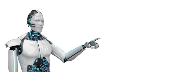 Weißer Roboter Klickt Auf Das Weiße Display Illustration — Stockfoto