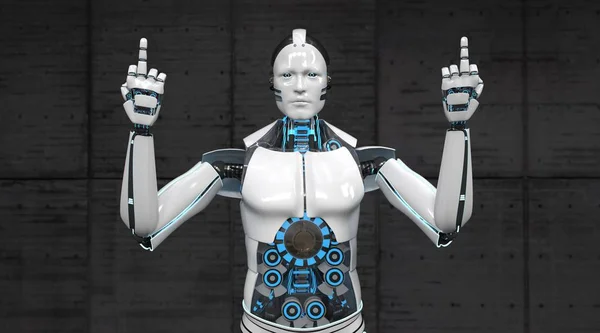 Der Roboter Zeigt Zwei Finger Illustration — Stockfoto