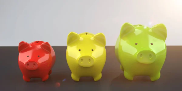 Növekedés Diagram Piggy Bank Asztalon Illusztráció — Stock Fotó